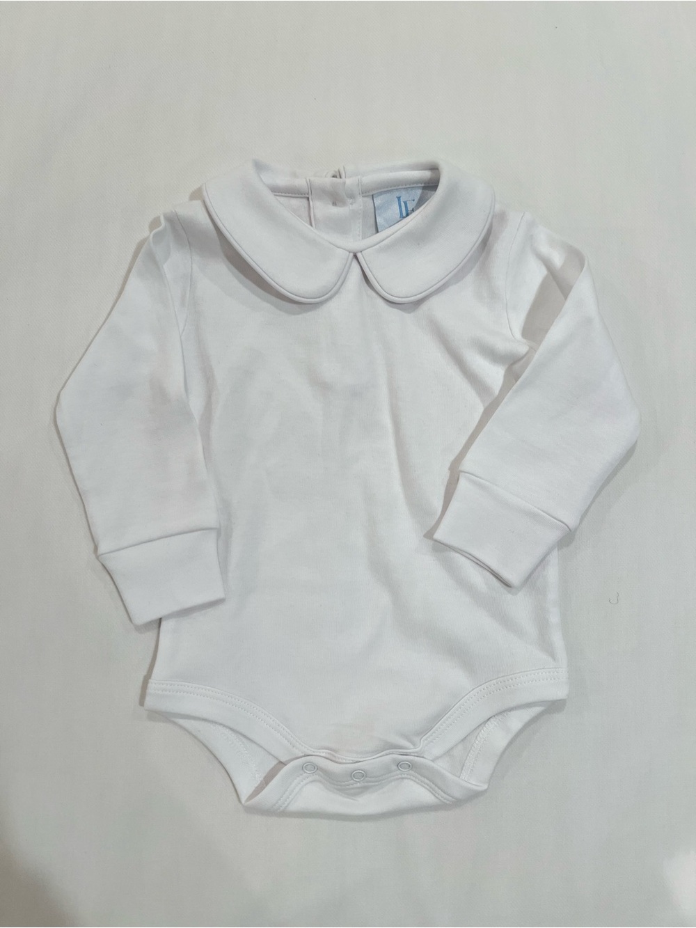 Little English White Long-Sleeve Peter Pan Collar One-Piece Bodysuit